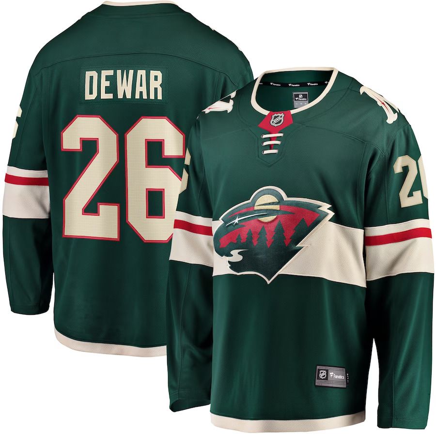 Men Minnesota Wild #26 Connor Dewar Fanatics Branded Green Home Breakaway Player NHL Jersey